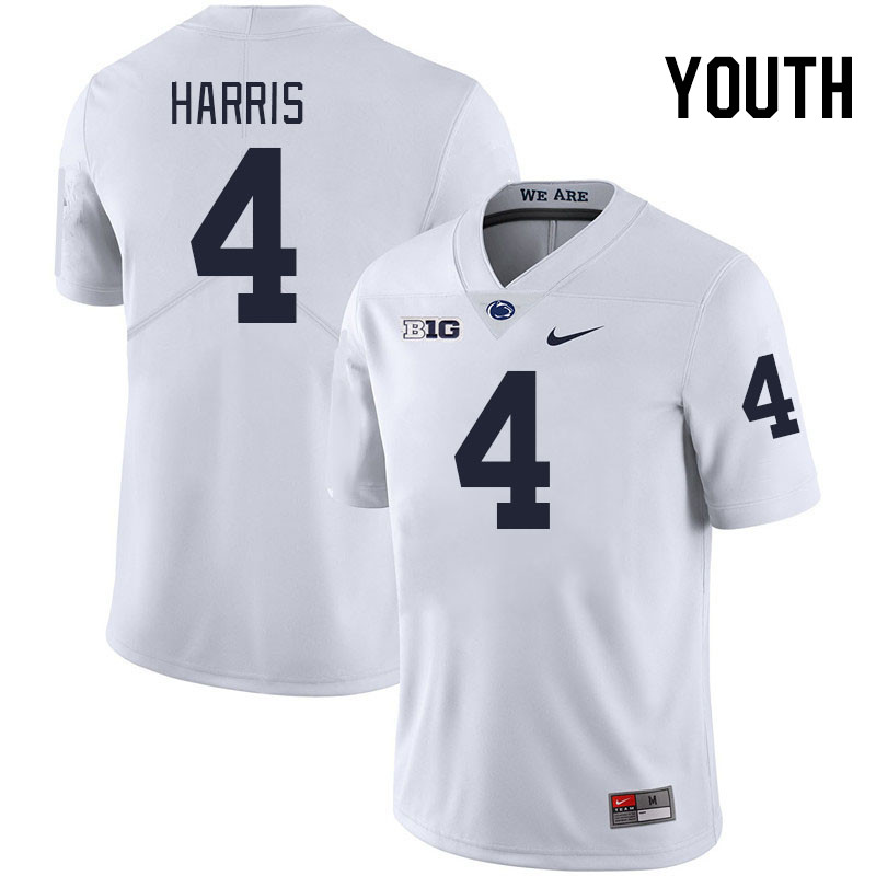 Youth #4 A.J. Harris Penn State Nittany Lions College Football Jerseys Stitched-White